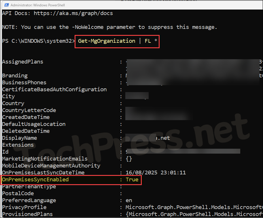 onPremisesSyncEnabled attribute