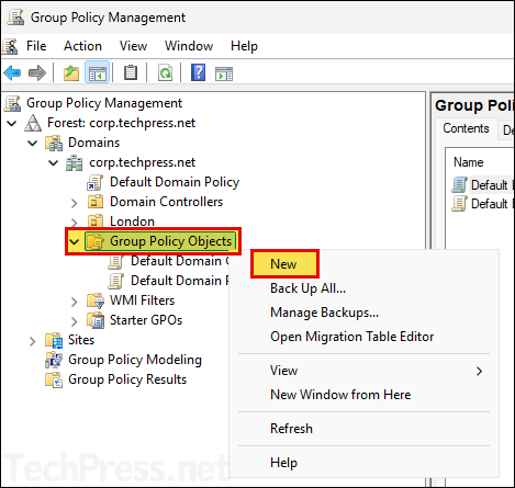 Create a New Group Policy Object