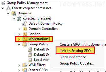 Link the GPO for Add user to Local administrator group