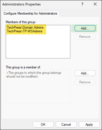 Configure Membership for Administrators