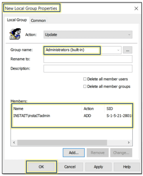 Add an Active Directory user to the Local Administrators Group using GPO