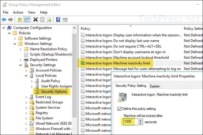 Interactive logon: Machine inactivity limit