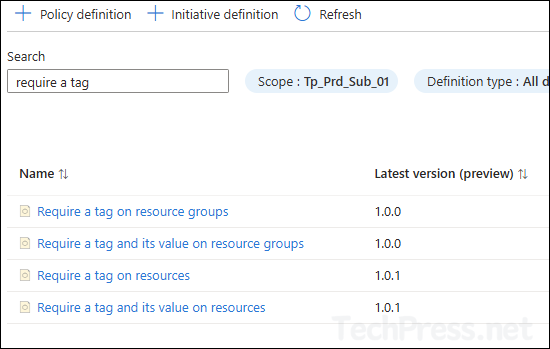 Other Azure Policies on Resource Tagging