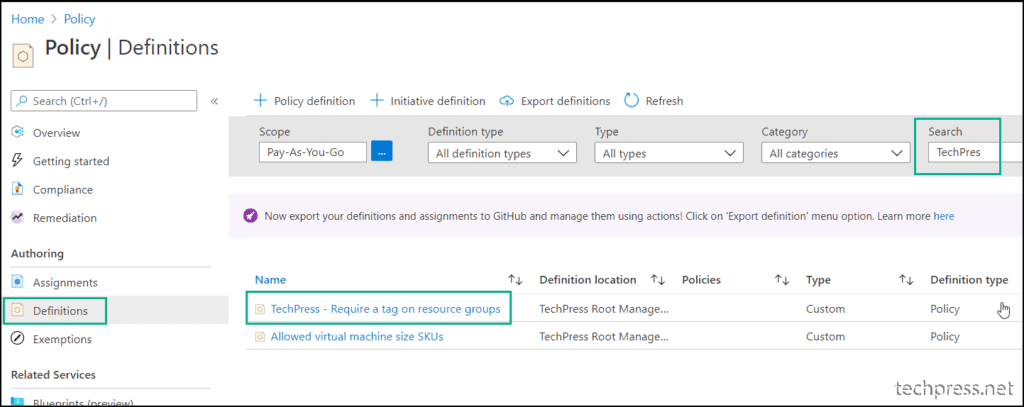 create Azure Policy to enforce resource tags