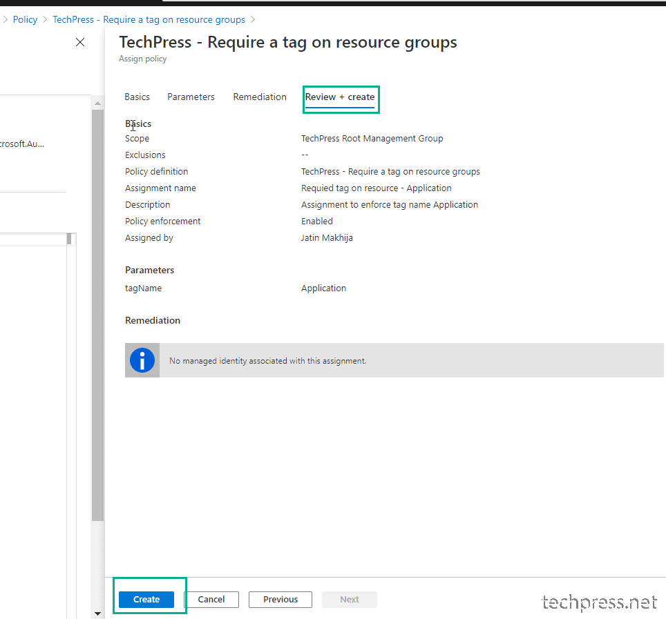 create Azure Policy to enforce resource tags