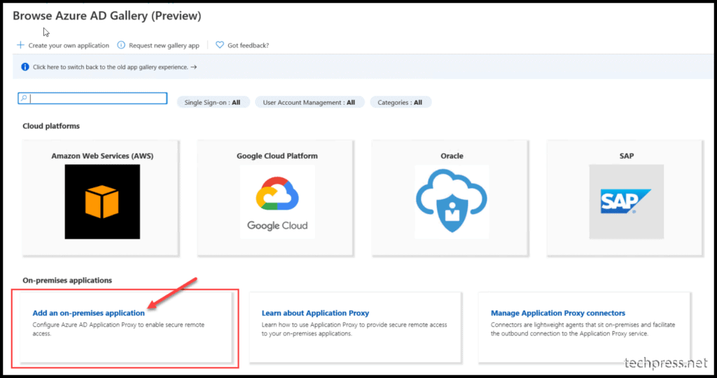 Add on-Premise Application to Azure AD