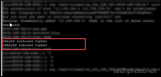 rekeyed outbound cipher rekeyed inbound cipher copy process is getting stalled