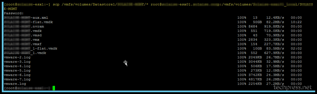 Copy files between two Esxi hosts using SCP Command