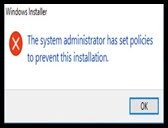 The System administrator has set policies to prevent this installation