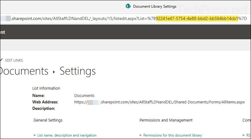 Copy the SPO document Library ID 