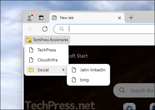 Created Edge Favorites via Intune verification in Edge browser