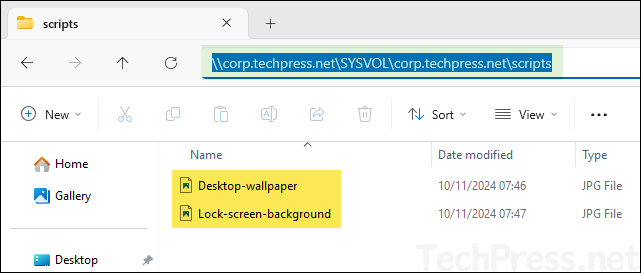 Copy Desktop and Lock screen wallpaper files in SYSVOL folder