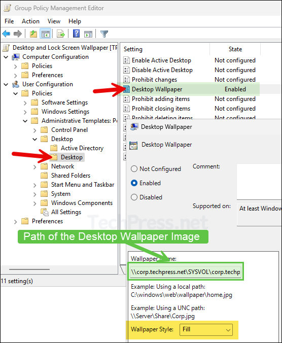 Configure Desktop Wallpaper Group Policy setting