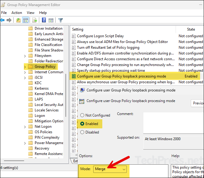 Configure Loopback Processing Mode to merge