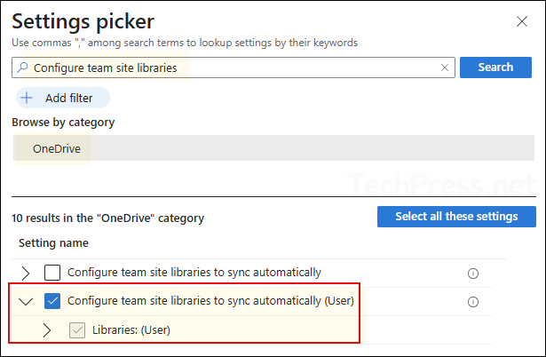 Configure team site libraries to sync automatically (User)