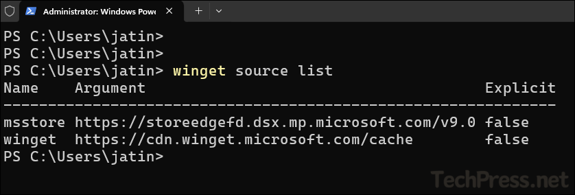 List WinGet Source Repositories