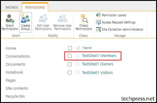 Step 4 - Verify Sharepoint Site Permissions