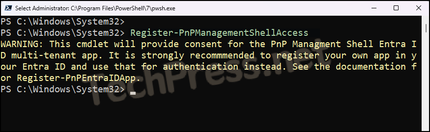 Register-PnPManagementShellAccess Error