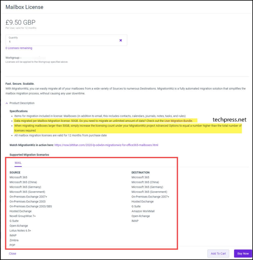 Purchase Bittitan MigrationWiz Licenses