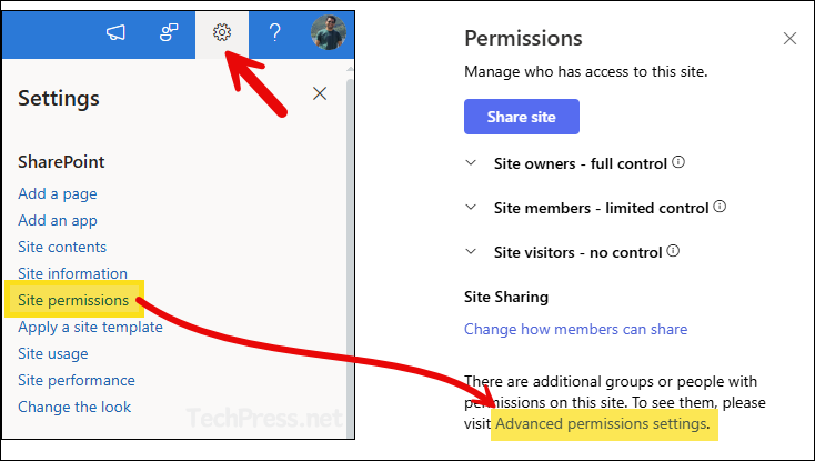 Advanced Site Permissions on Sharepoint online site