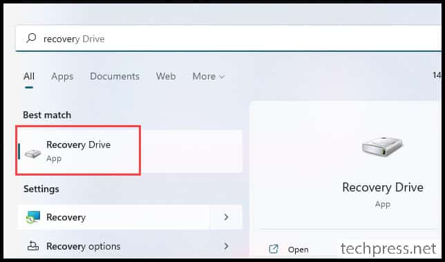 Create a Recovery Drive in Windows 11