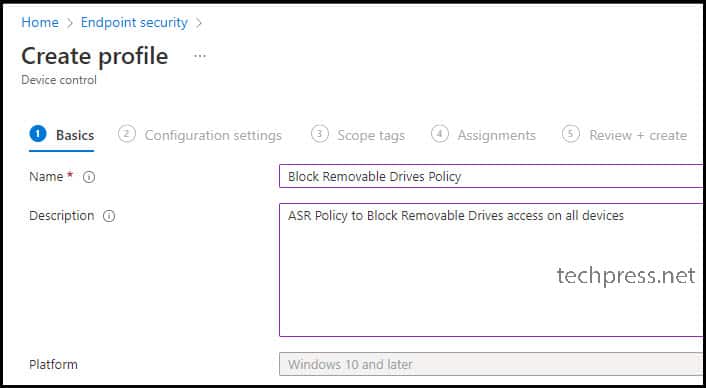 Attack Surface reduction USB drive block Policy Intune