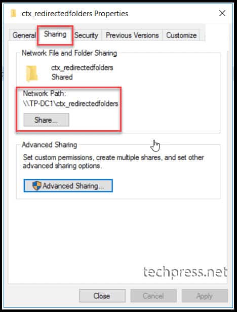 How to Setup Folder redirection in Citrix Share permissions