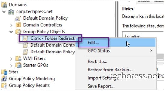 Citrix folder redirection group policy 