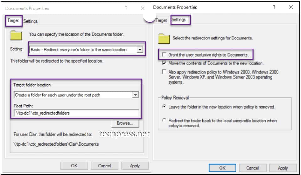 Citrix folder redirection GPO Documents Folder