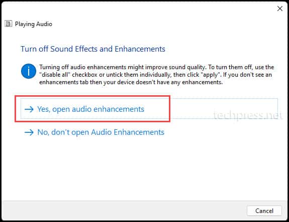 Audio Troubleshooter in Windows 11