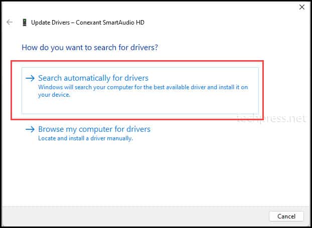 Search Automatically for Drivers to update from Device Manager