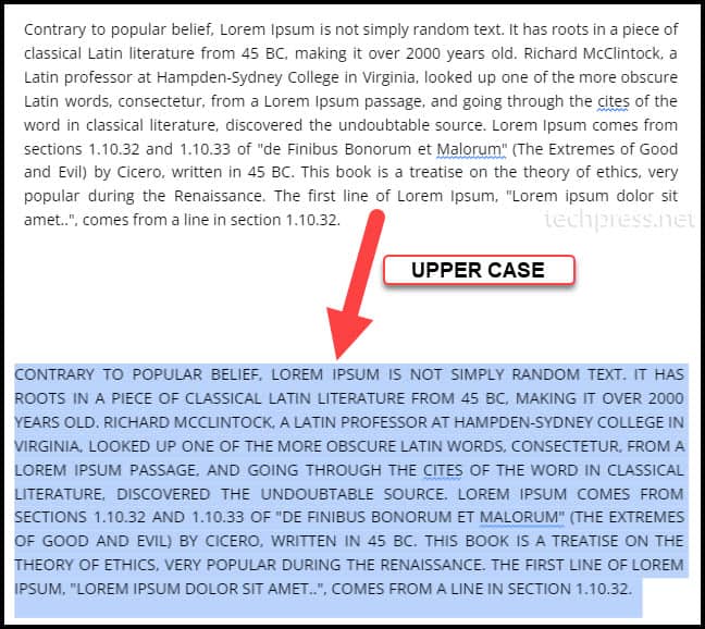 Convert text to UPPER CASE in Google Docs