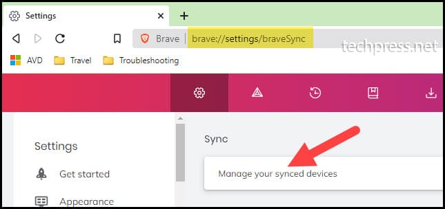 Brave Browser - Manage your synced devices