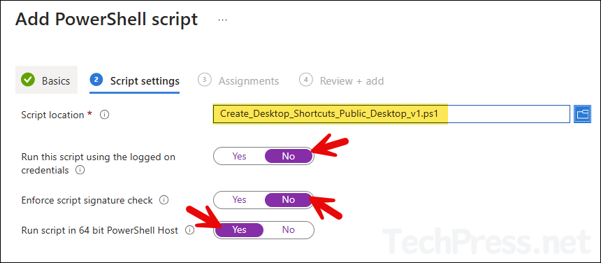 Powershell script to deploy desktop shortcuts using Intune at Public desktop location