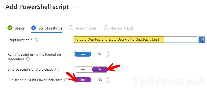 Powershell script to deploy desktop shortcuts using Intune at Users Profile desktop folder location.