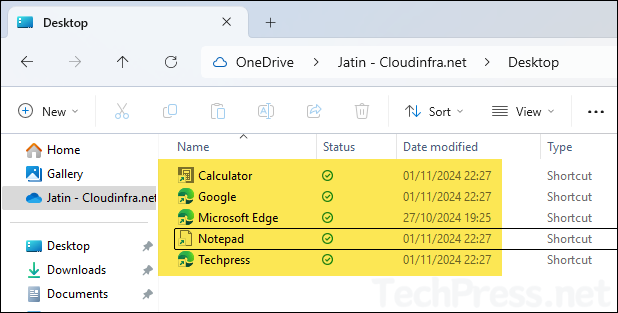 Desktop shortcuts deployed via Intune in Onedrive desktop folder