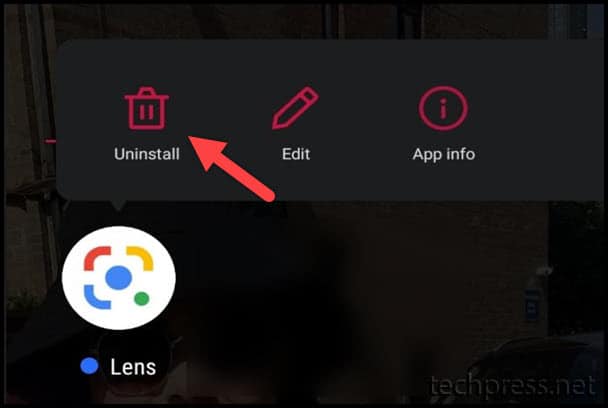 Uninstall Google Lens application on Android Phone