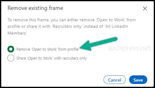 Remove 'Open to Work' from LinkedIn Profile Option
