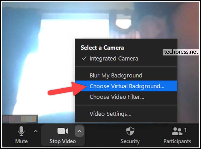 Zoom Choose Virtual Background Option