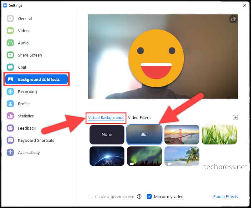 Zoom Virtual Backgrounds Blur Option on Windows