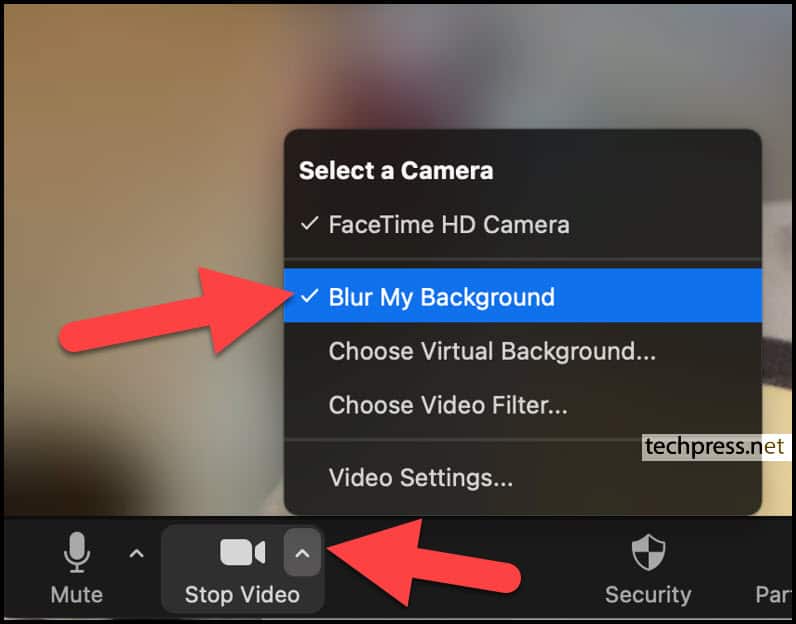 Zoom Blur my background option on Mac
