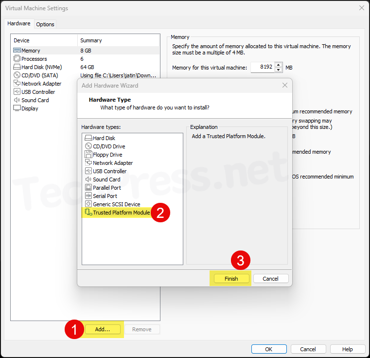 Adding Trusted Platform Module on the VM