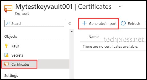 Import Self-Signed Certificate in Azure KeyVault