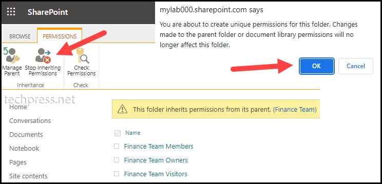 Stop Inheritance on a Sharepoint Folder