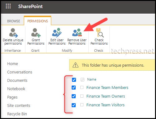 Remove User Permisisons on a Sharepoint Online Folder