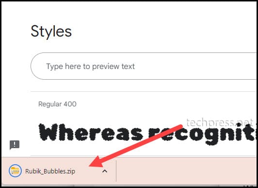 Download location of RubikBubbles-Regular.ttf font in google chrome