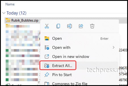 Extract RubikBubbles-Regular.zip file