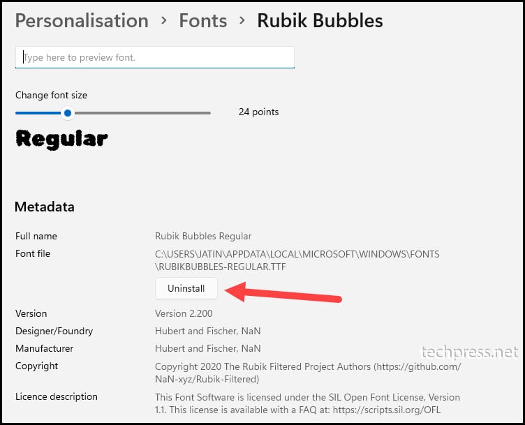 How to Uninstall or Remove a Font from Paint App
