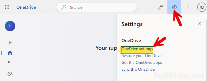 Click on OneDrive Settings