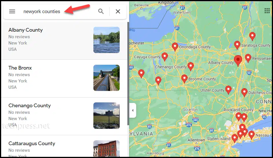 How to view all Counties in Google Maps